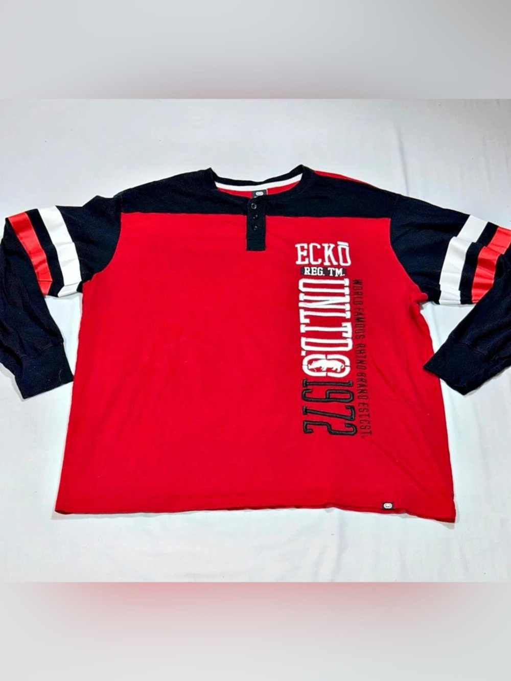 Ecko Unltd 4XB Red Navy Colorblock Long Sleeve Shirt Y2K Big Tall  B68